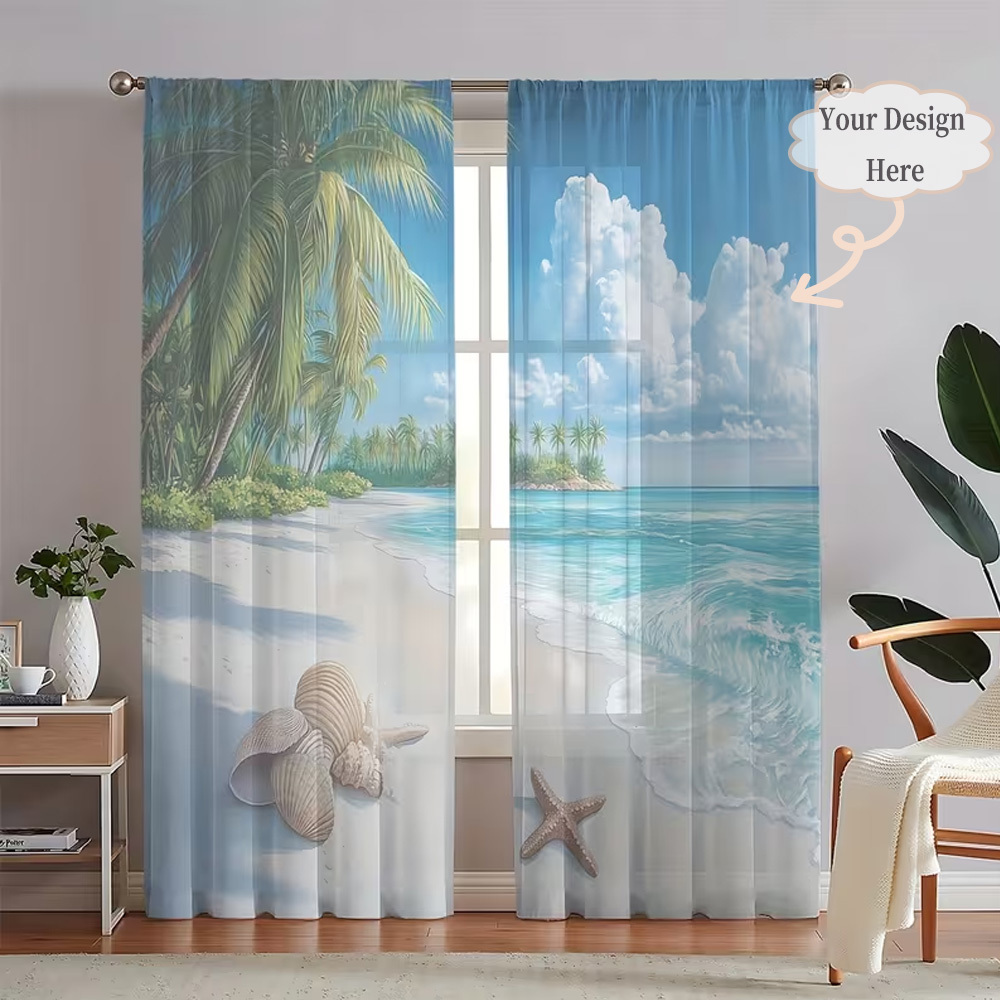 Home Of Textiles - Cortinas Transparentes Planas 2D Personalizadas (2