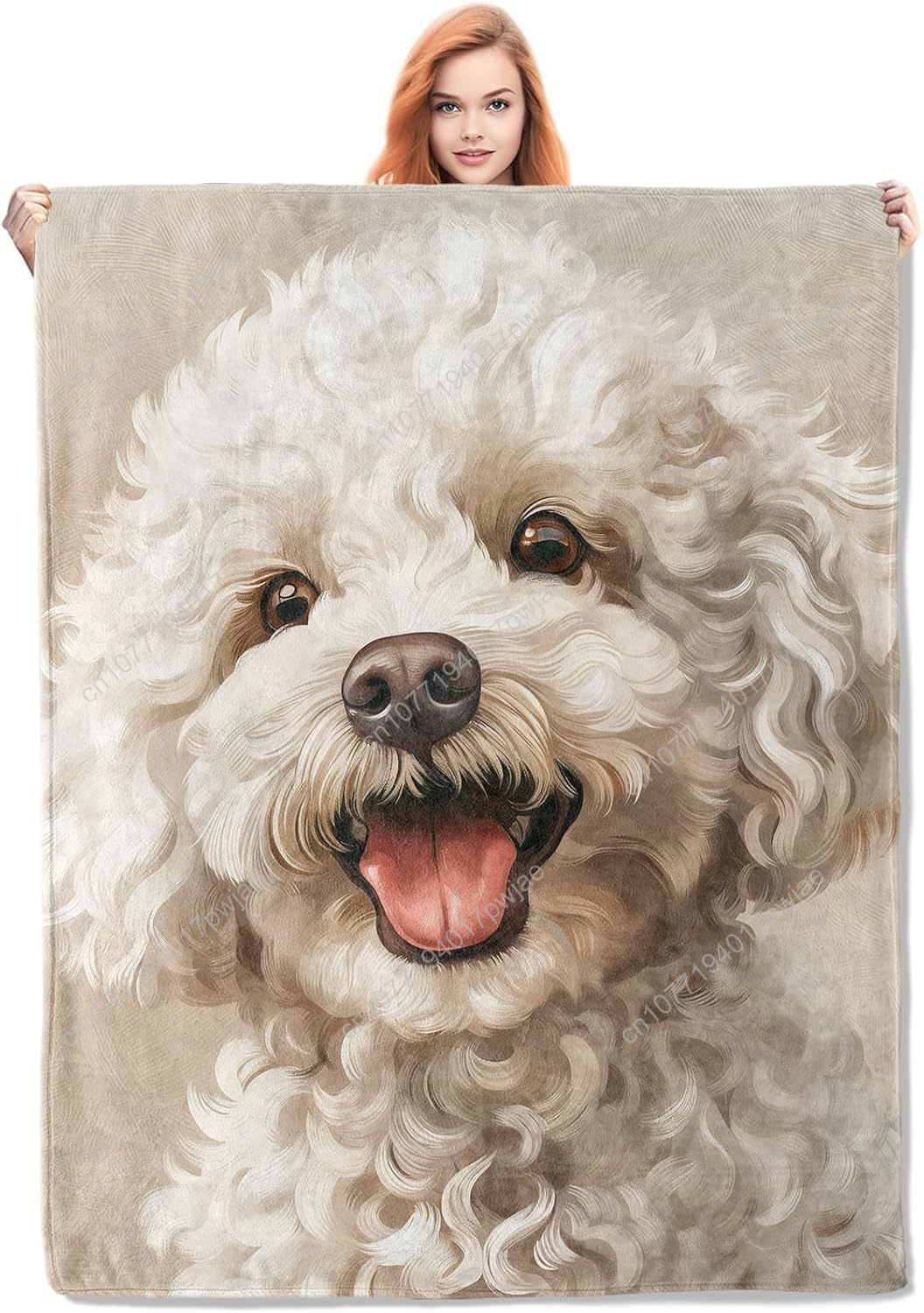 Home Of Textiles - Manta con retrato de caniche alegre,