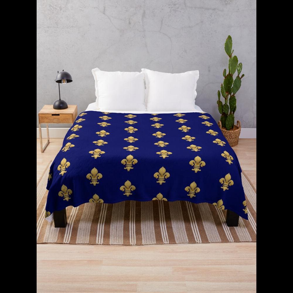 Manta azul Royal Fleur de Lys, - Home Textiles Throw reseña y precio