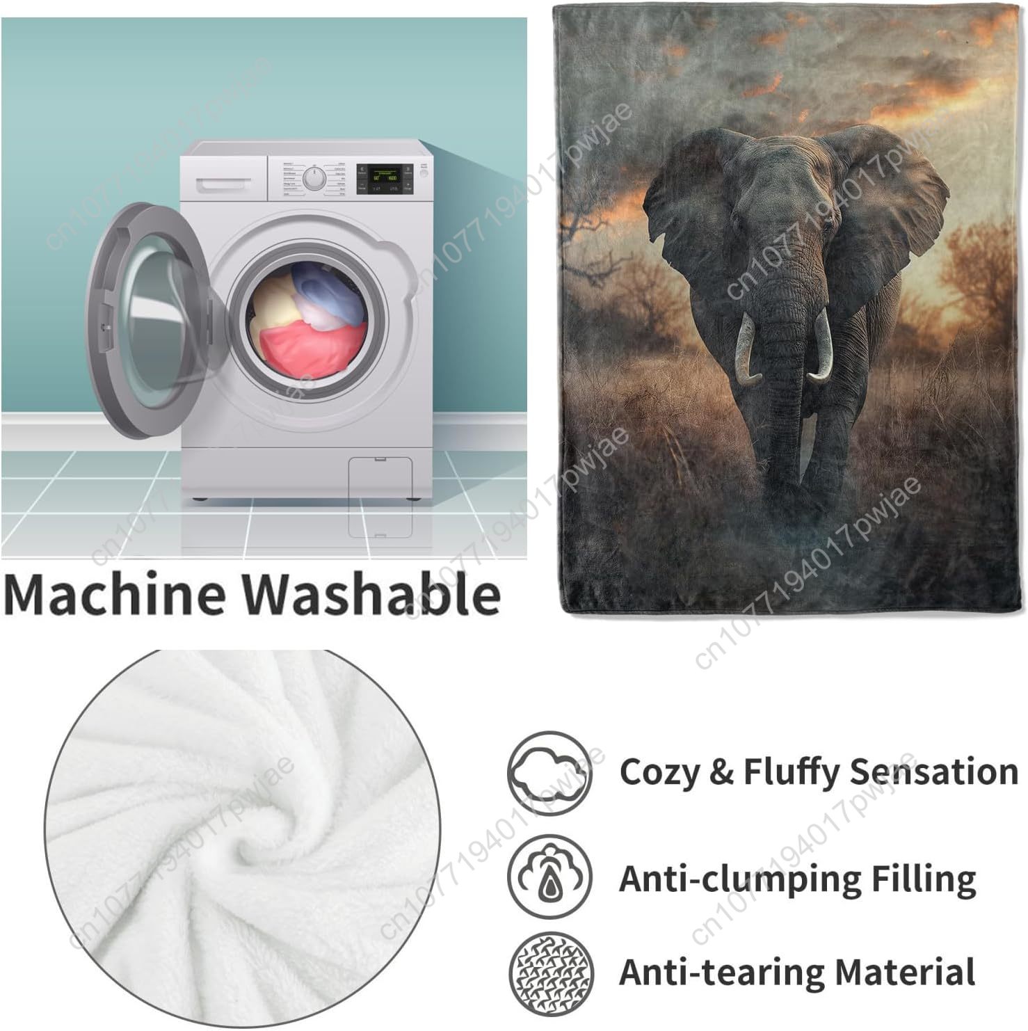 Manta polar de elefante, escen - Home Textiles Throw reseña y precio