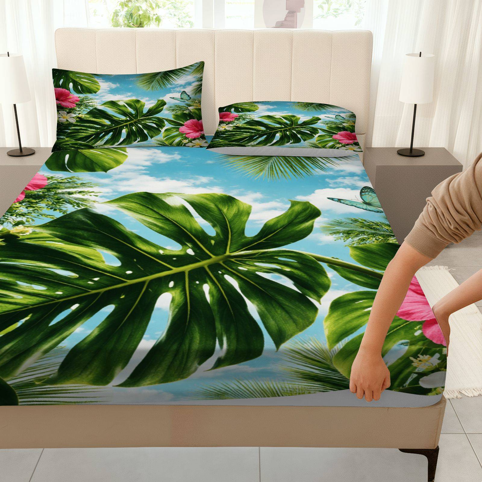 Juego de Sábanas de Hibisco Tr - Fitted Sheet Deep reseña y precio