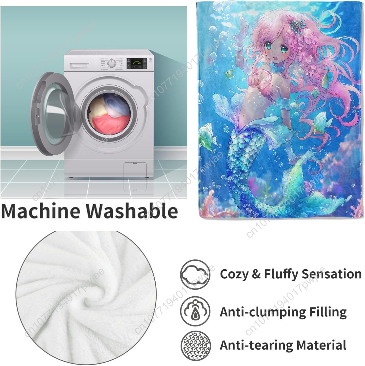 Manta de sirena bonita, mantas - Home Textiles Throw reseña y precio